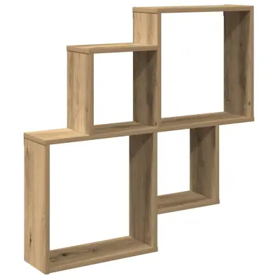 vidaXL Stenska polica artisan hrast 80x15x78,5 cm inž. les