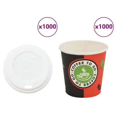 vidaXL Papirnate skodelice za kavo s pokrovčki 1000 kosov 4oz 120ml