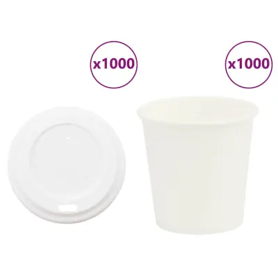 vidaXL Papirnate skodelice za kavo s pokrovčki 1000 kosov 4oz 100ml