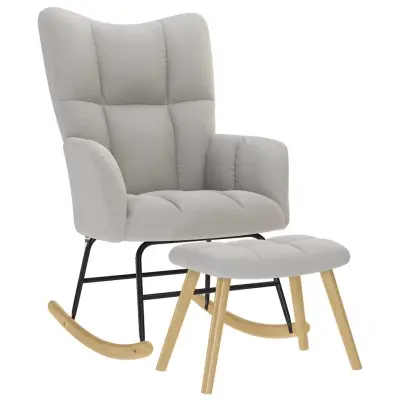 vidaXL Gugalni stol z vznožnikom Cloud Grey Fabric