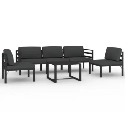 Seti vrtnega pohištva - Vrtna garnitura - Vrtni pohištvo set 6-delna z blazinami aluminij antracit