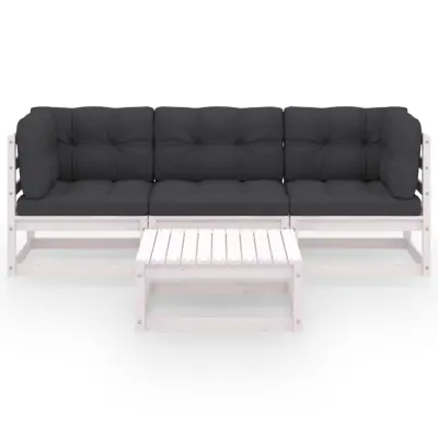 Seti vrtnega pohištva - Vrtna garnitura - Vrtni pohištvo set 4-delna z blazinami trdna borovina