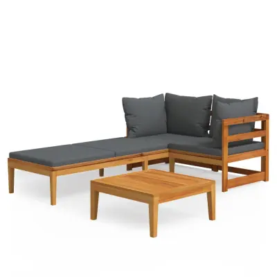 Seti vrtnega pohištva - Vrtna garnitura - Vrtni pohištvo set 3-delna s temno sivimi blazinami