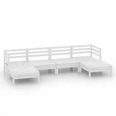 Seti vrtnega pohištva - Vrtna garnitura - Vrtni pohištvo set 6-delna bela trdna borovina