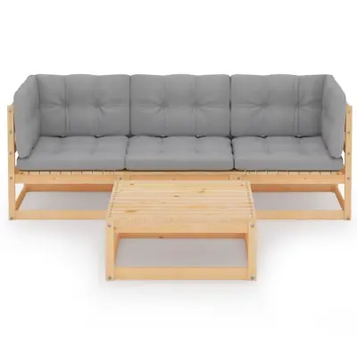 Seti vrtnega pohištva - Vrtna garnitura - Vrtni pohištvo set 4-delna z blazinami trdna borovina