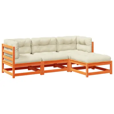 Seti vrtnega pohištva - Vrtna garnitura - Vrtni pohištvo set 4-delna z blazinami voščeno rjava