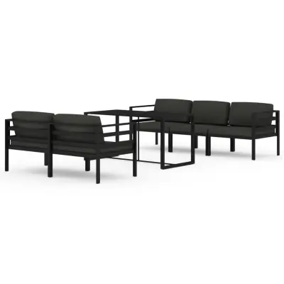 Seti vrtnega pohištva - Vrtna garnitura - Vrtni pohištvo set 6-delna z blazinami aluminij antracit