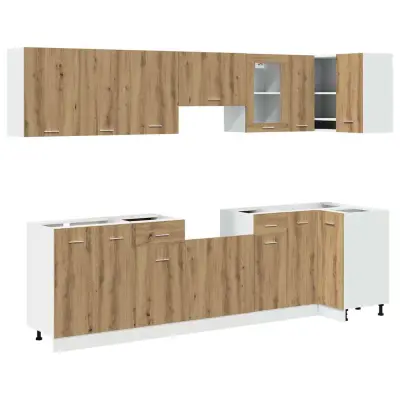 vidaXL Komplet kuhinjskih omaric 11-delni artisan hrast inženirski les