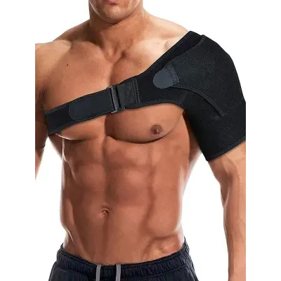 Črna opornica za ramo za preprečevanje poškodb in lajšanje bolečin