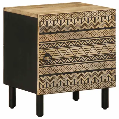 vidaXL Posteljna omarica črna 40x33,5x46cm Masivni neobdelan les Mango