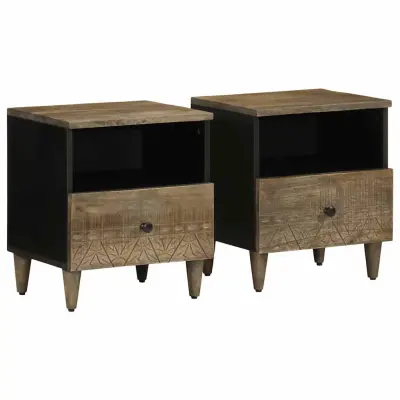 vidaXL Nočne omarice 2 kosa svetlo siva 40x33x46 cm masivni les Mango