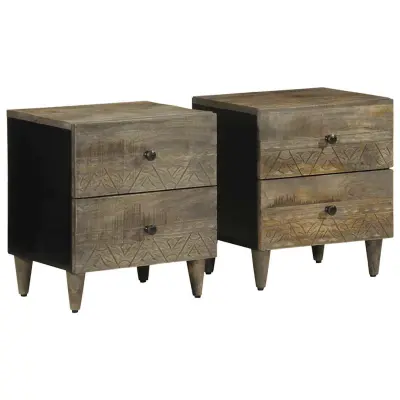 vidaXL Nočne omarice 2 kosa svetlo siva 40x33x46 cm masivni les Mango