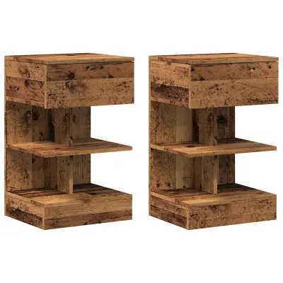 vidaXL Nočne omarice 2 kosa starinski les 40x35x65 cm inženirski les