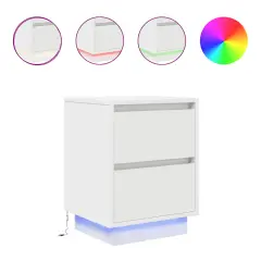 vidaXL Nočna omarica z LED svetili bela 38x34x50 cm