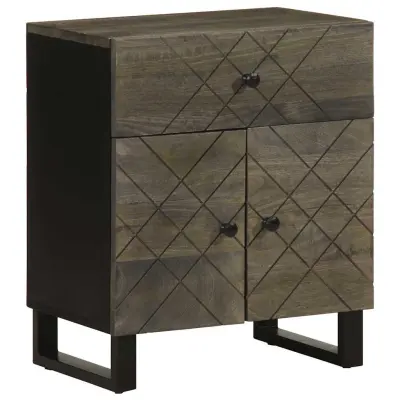 vidaXL Nočna omarica črna 50x33x60 cm trden mangov les