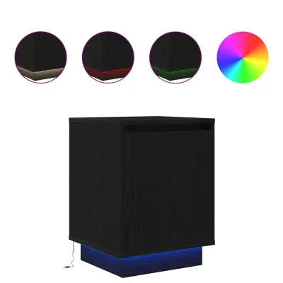 vidaXL Nočne omarice z LED svetili 2 kosa črne 38x34x50 cm