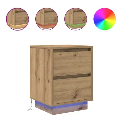 vidaXL Nočne omarice z LED svetili 2 kosa Artisan Oak 38x34x50 cm
