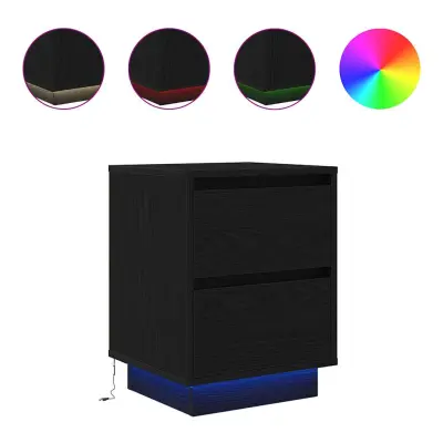 vidaXL Nočne omarice z LED svetili 2 kosa črne 38x34x50 cm