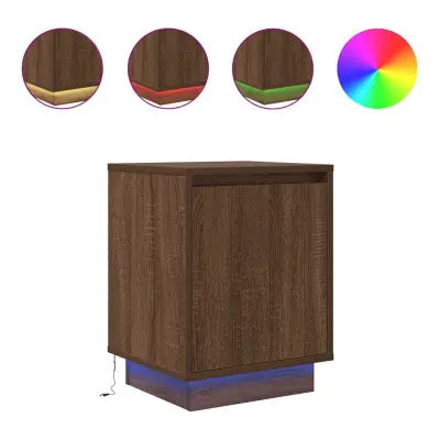 vidaXL Nočne omarice z LED lučmi 2 kosa Rjavi hrast 38x34x50 cm