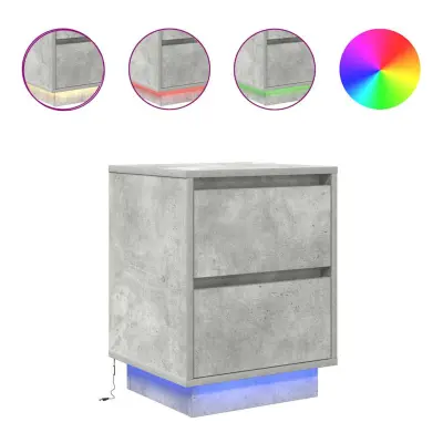 vidaXL Nočne omarice z LED svetili 2 kosa Betonsko siva 38x34x50 cm