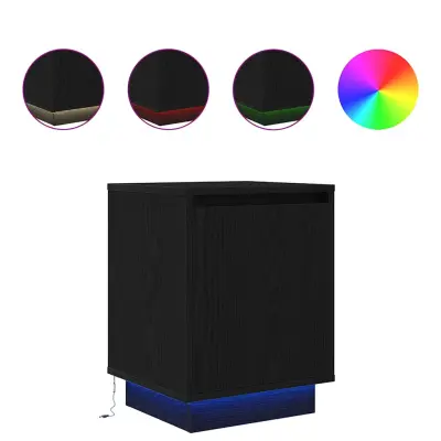 vidaXL Nočna omarica z LED svetili črna 38x34x50 cm