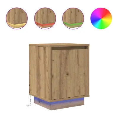 vidaXL Nočne omarice z LED svetili 2 kosa Artisan Oak 38x34x50 cm