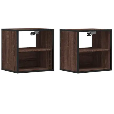 vidaXL Stenska nočna omarica 2 kosa rjavi hrast 40x31x39,5 cm