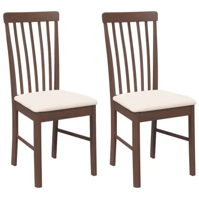 vidaXL Jedilni stoli z blazinami 2 kosa Brown Solid Wood Rubber