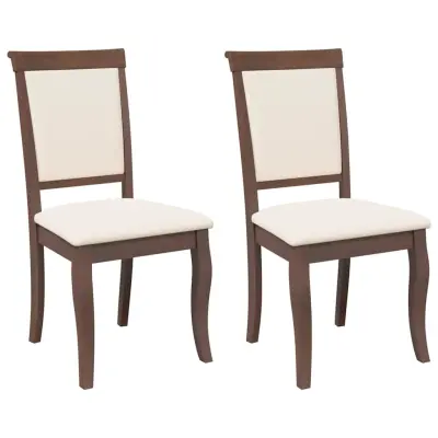 vidaXL Jedilni stoli z blazinami 2 kosa Brown Solid Wood Rubber