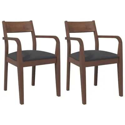 vidaXL Jedilni stoli z blazinami 2 kosa Brown Solid Wood Rubber