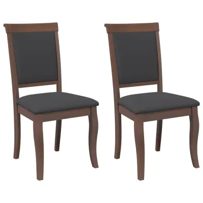 vidaXL Jedilni stoli z blazinami 2 kosa Brown Solid Wood Rubber