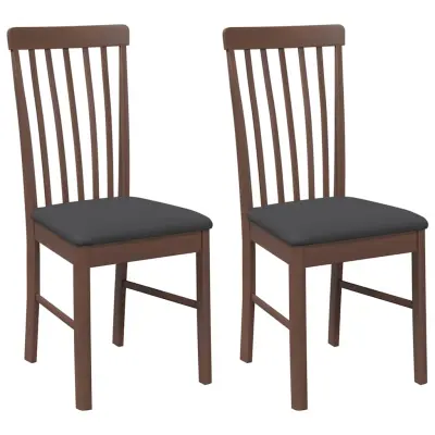 vidaXL Jedilni stoli z blazinami 2 kosa Brown Solid Wood Rubber