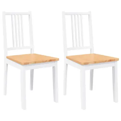 vidaXL Jedilni stoli 2 kosa bele masivne lesene gume