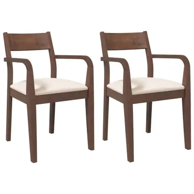 vidaXL Jedilni stoli z blazinami 2 kosa Brown Solid Wood Rubber