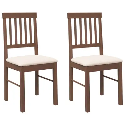 vidaXL Jedilni stoli z blazinami 2 kosa Brown Solid Wood Rubber