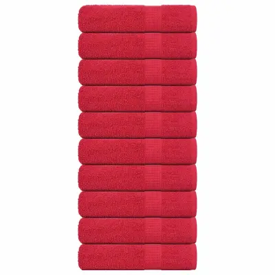 vidaXL Brisače za roke 10 kos rdeča 50x100 cm 360 g/m² 100% bombaž