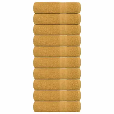 vidaXL Kopalne brisače 10 kos zlata 100x150 cm 360 g/m² 100% bombaž