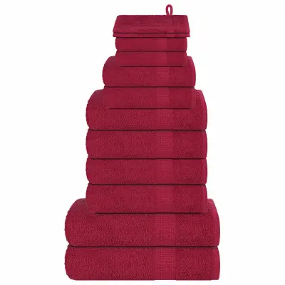 vidaXL Komplet brisač 12-delni bordo 360 gsm 100% bombaž