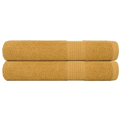 vidaXL Brisače za savno 2 kos zlata 80x200 cm 360 g/m² 100% bombaž