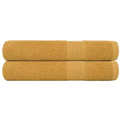 vidaXL Brisače 2 kos zlata 100x200 cm 360 g/m² 100% bombaž