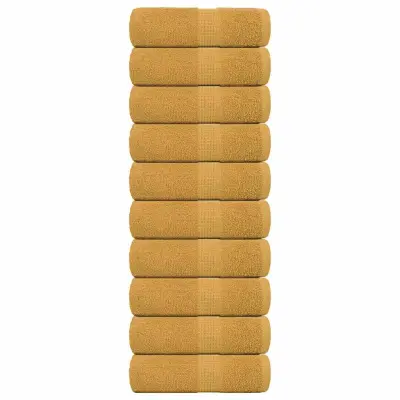 vidaXL Brisače 10 kos zlata 30x30 cm 360 g/m² 100% bombaž