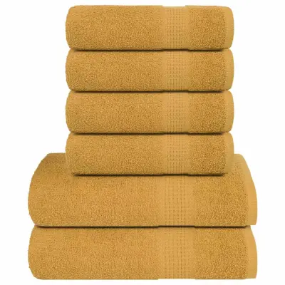 vidaXL Komplet brisač 6-delni zlata 360 gsm 100% bombaž