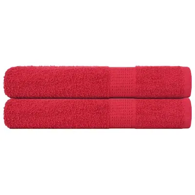 vidaXL Brisače 2 kos rdeča 100x200 cm 360 g/m² 100% bombaž