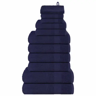 vidaXL Komplet brisač 12-delni mor. modra 360 gsm 100% bombaž