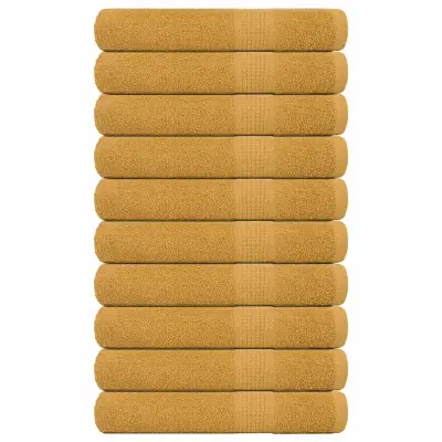 vidaXL Brisače za savno 10 kos zlata 80x200 cm 360 g/m² 100% bombaž
