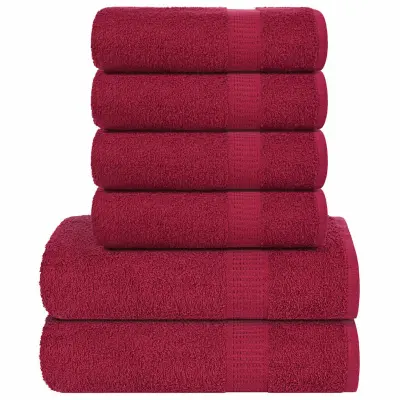 vidaXL Komplet brisač 6-delni bordo 360 gsm 100% bombaž