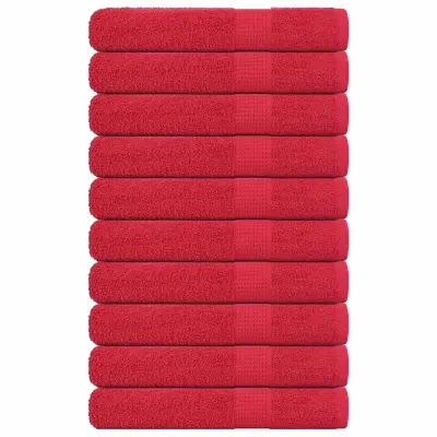 vidaXL Brisače 10 kos rdeča 100x200 cm 360 g/m² 100% bombaž