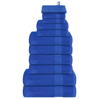 vidaXL Komplet brisač 12-delni modra 360 gsm 100% bombaž