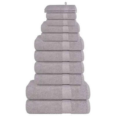 vidaXL Komplet brisač 12-delni siva 360 gsm 100% bombaž