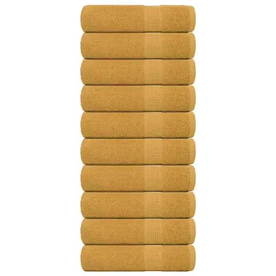 vidaXL Brisače za tuširanje 10 kos zlata 70x140cm 360 g/m² 100% bombaž